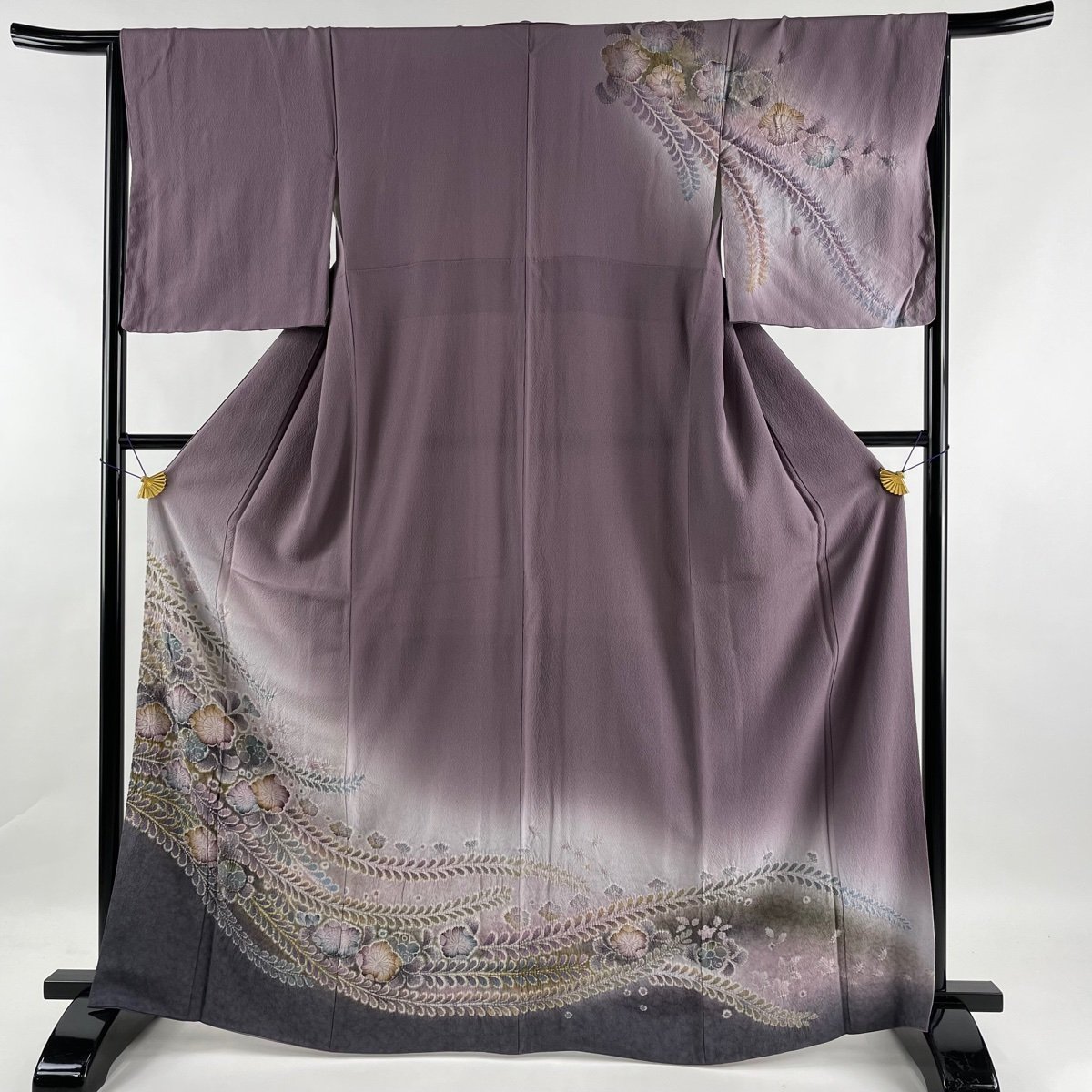人気ブラドン 身丈166.5cm 袷 灰紫 絞り 染め分け 辻が花柄 名品 美品 訪問着 【競ナビ】 裄丈65.5cm 【中古】 正絹 M 仕立て上がり 人気ブラドン 身丈166.5cm 袷 灰紫 絞り 染め分け 辻が花柄 名品 美品 訪問着 【競ナビ】 裄丈65.5cm 【中古】 正絹 M 仕立て上がり