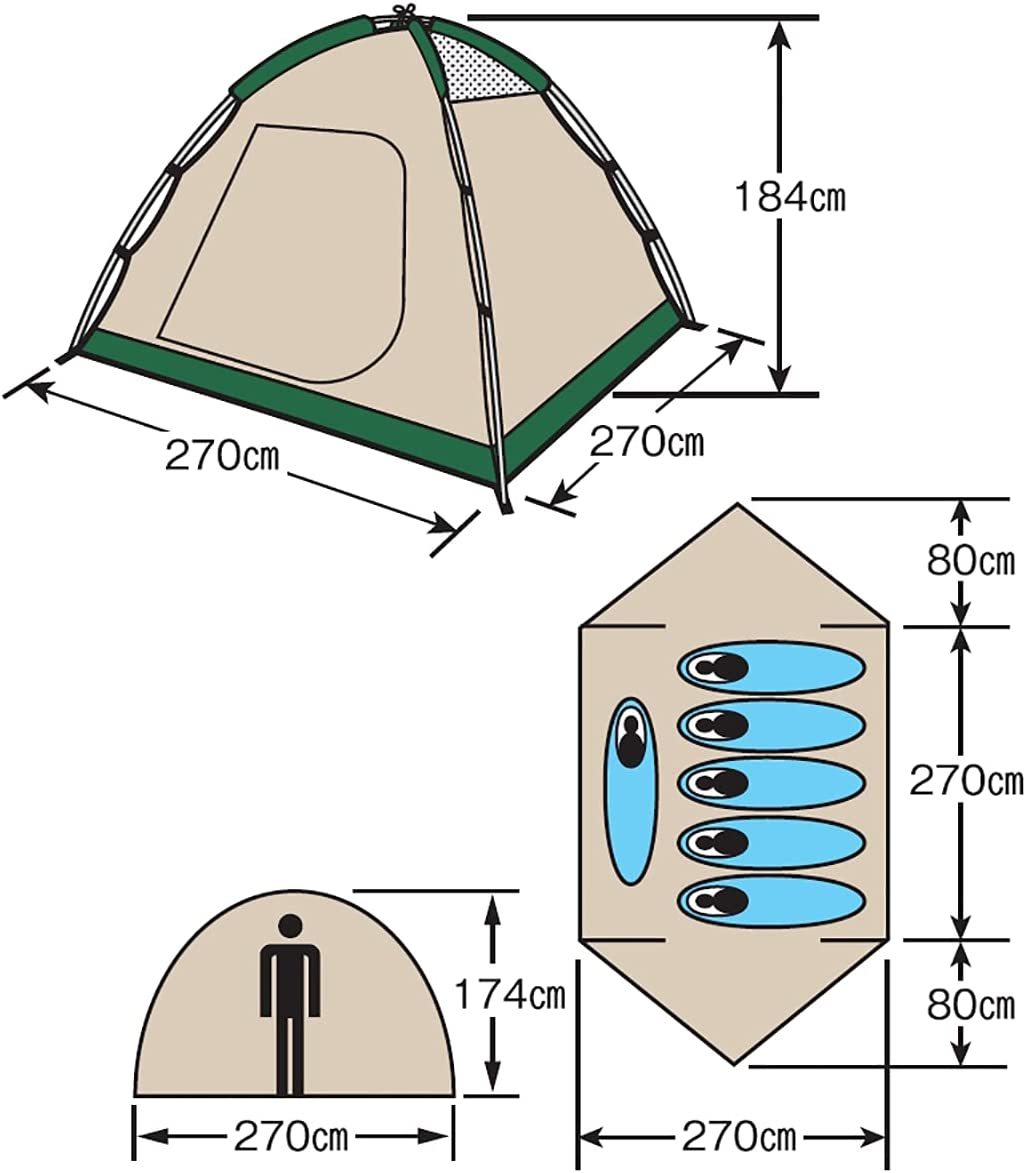 キャプテンスタッグ CAPTAIN STAG ドームテント270UV 5～6人用 キャリーバッグ付 M-3132 ※沖縄、離島配送不可の画像2