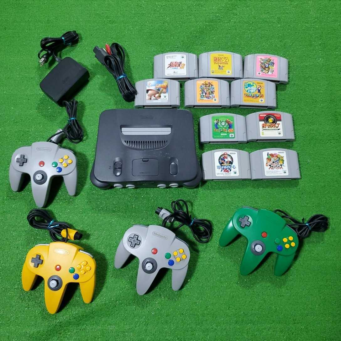 任天堂 NINTENDO 64 ロクヨン 本体 コントローラ 4個 カセット ソフト