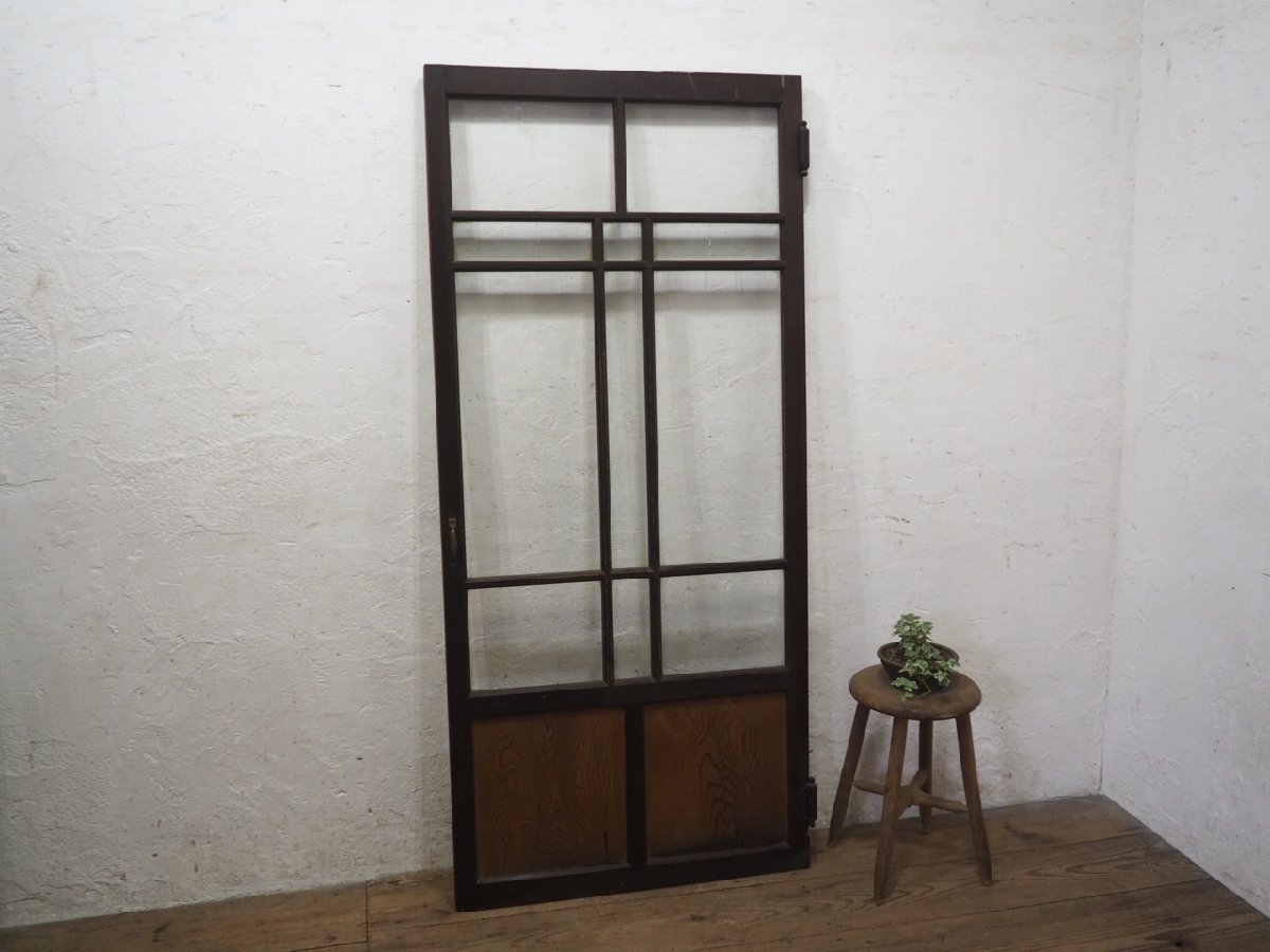 taG0895*[H167,5cm×W76cm]* antique *.... glass. old wooden door * fittings wave glass door gate old Japanese-style house Cafe Taisho romance retro L under 