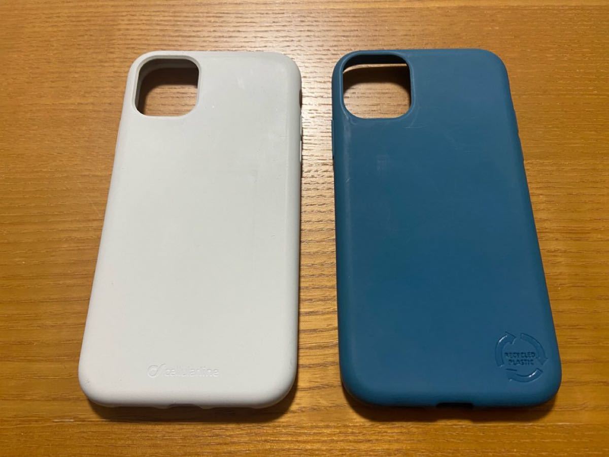 iphone 11 ケース　ソフト　プラスチック　ブルー ホワイト　２個セット