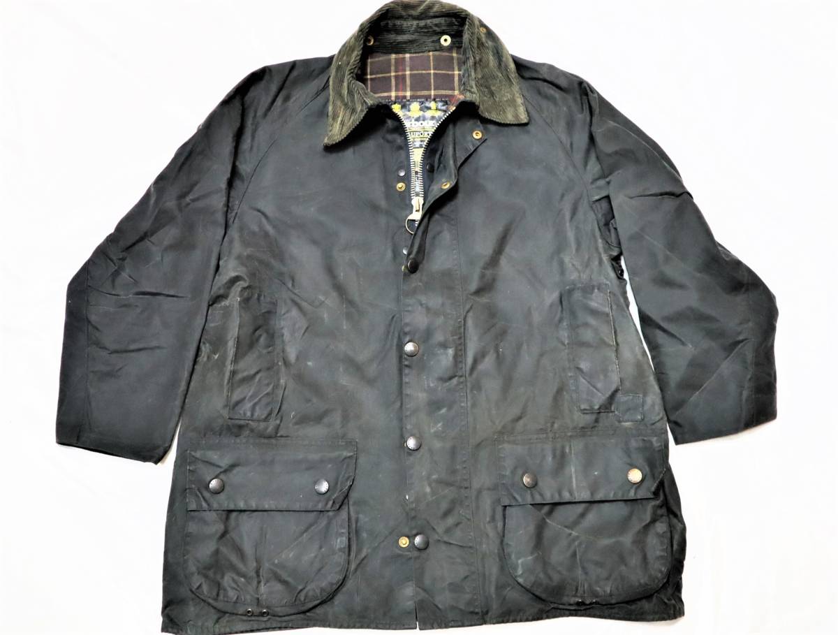 希少!旧裏地 96年製 バブアー 英国製 barbour ビューフォート BEAUFOUT 3ワラント42 ミディアムウエイトオイルドジャケット ネイビー_画像1