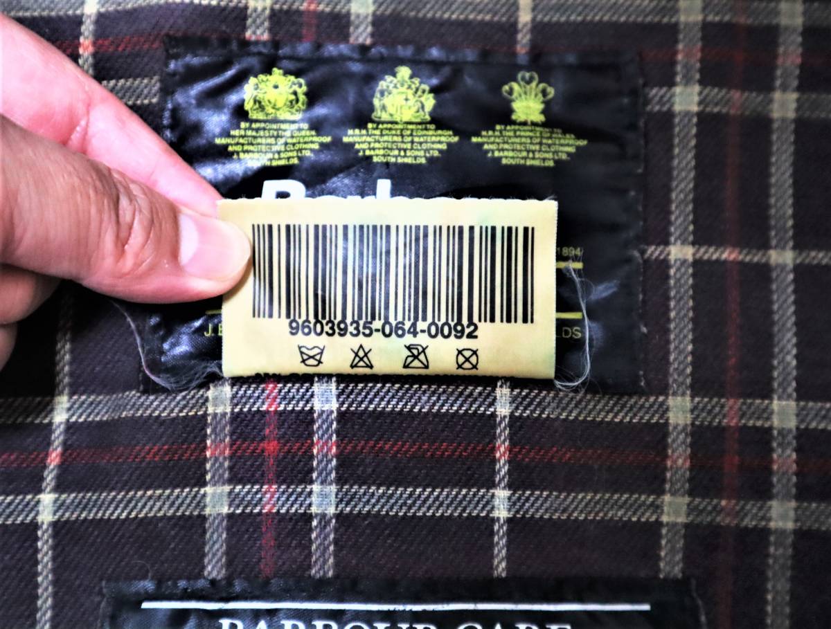 希少!旧裏地 96年製 バブアー 英国製 barbour ビューフォート BEAUFOUT 3ワラント42 ミディアムウエイトオイルドジャケット ネイビー_画像7