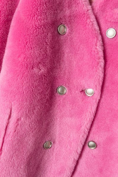 新品品質レディース暖かい100％ウールジャケット毛皮コートVネックローズM_画像5