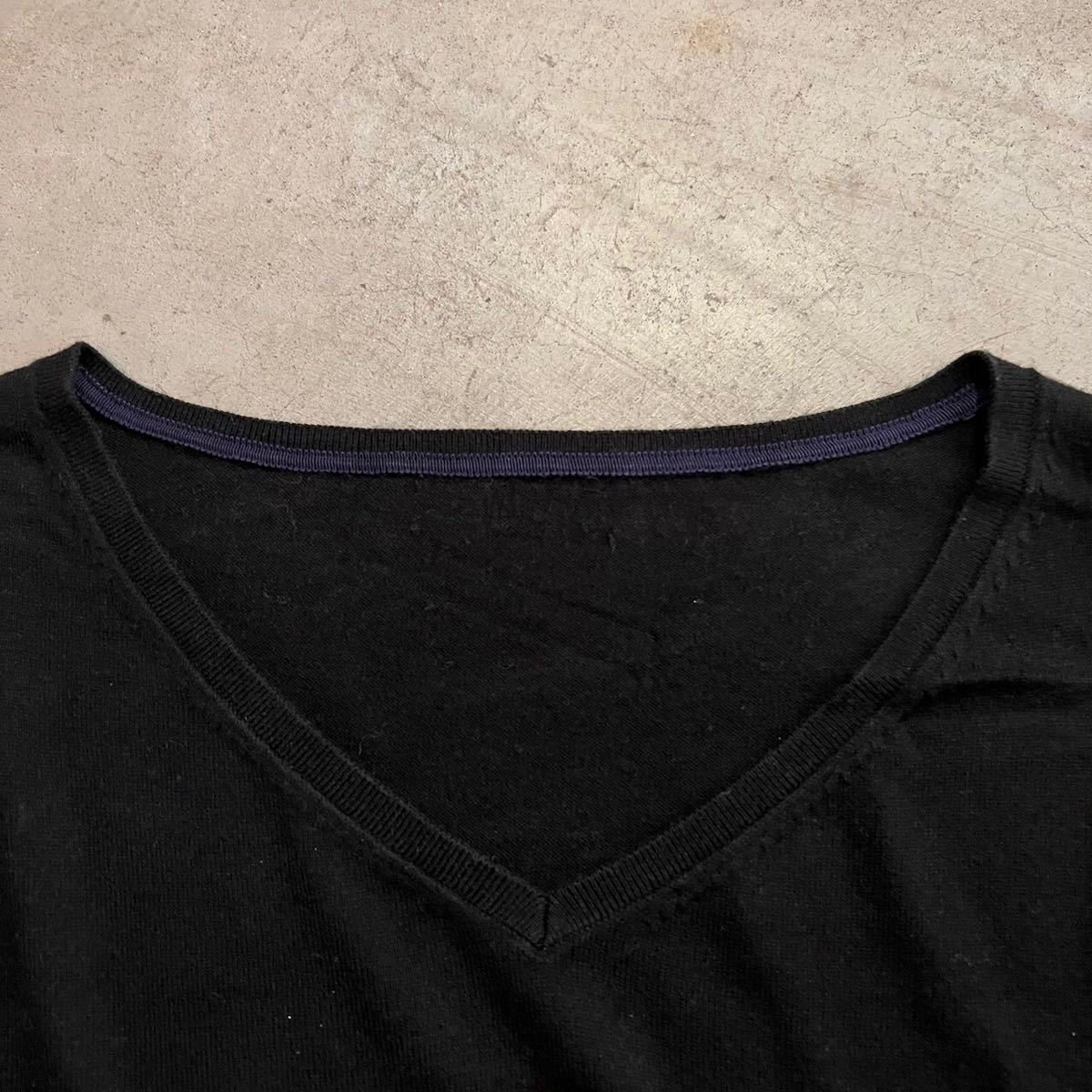  Old Gap OLD GAP Vintage 90s 00s шелк . вязаный V шея свитер S степени высокий мера чёрный черный мужской женский USA б/у одежда 