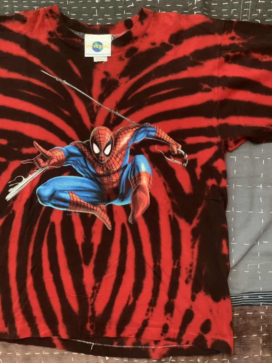 90s スパイダーマン vintage Tシャツ spiderman ビンテージ marvel マーベル ユニバーサルスタジオ universal studio 総柄 アメリカ製