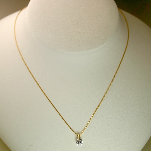 ダイヤモンド ネックレス K18 一粒 0.5ct 鑑定書付 0.592ct Dカラー