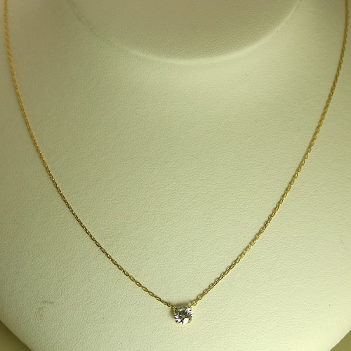 ダイヤモンド ネックレス K18 一粒 0.5ct 鑑定書付 0.592ct Dカラー