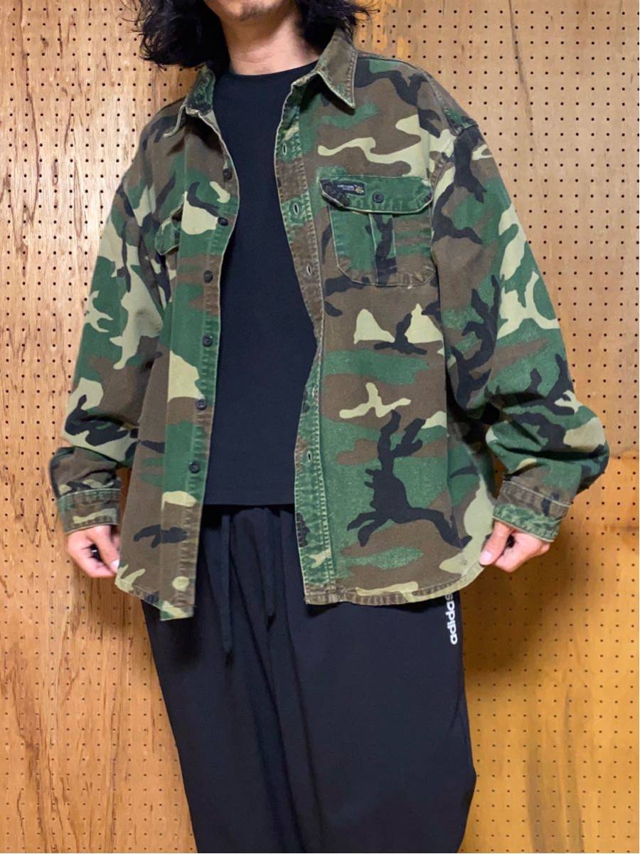 古着 90年代 90s RATTLERS BRAND 迷彩 カモフラ シャツ オーバーサイズ ビッグサイズ ビッグシルエット アメリカ USA 製