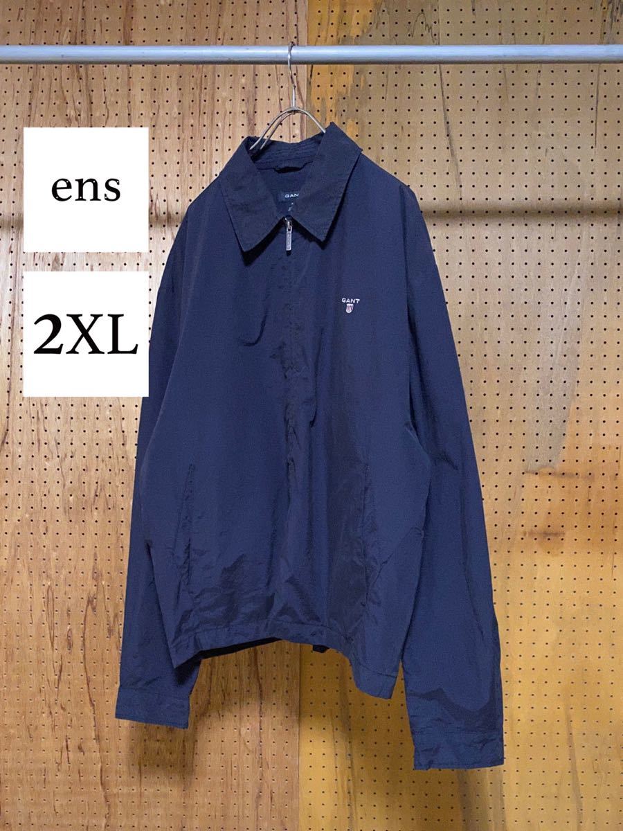 古着 00年代 00s GANT ガント スウィングトップ ハリントン ドリズラー ジャケット 無地 紺 ネイビー XXL 2XL ビッグサイズ オーバーサイズ_画像1