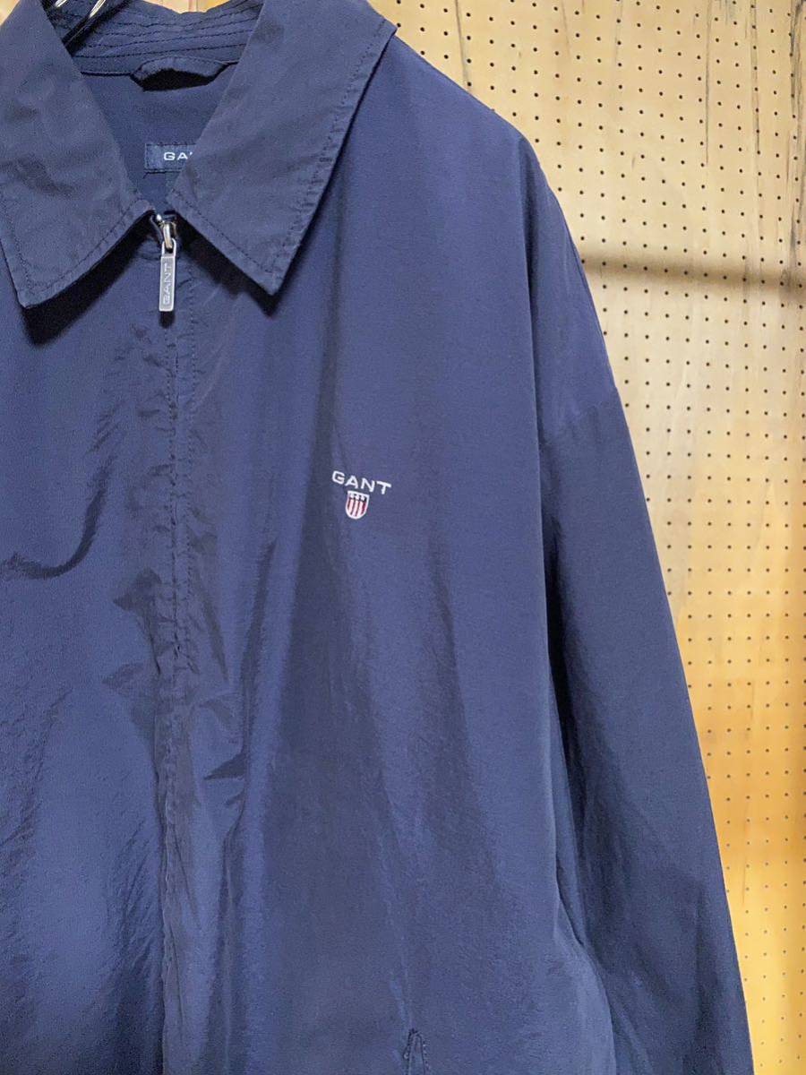 古着 00年代 00s GANT ガント スウィングトップ ハリントン ドリズラー ジャケット 無地 紺 ネイビー XXL 2XL ビッグサイズ オーバーサイズ_画像3