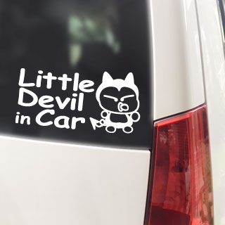 Little Devil IN CAR( baby type )/ sticker ( white / baby in car 15cm)Baby in Car//