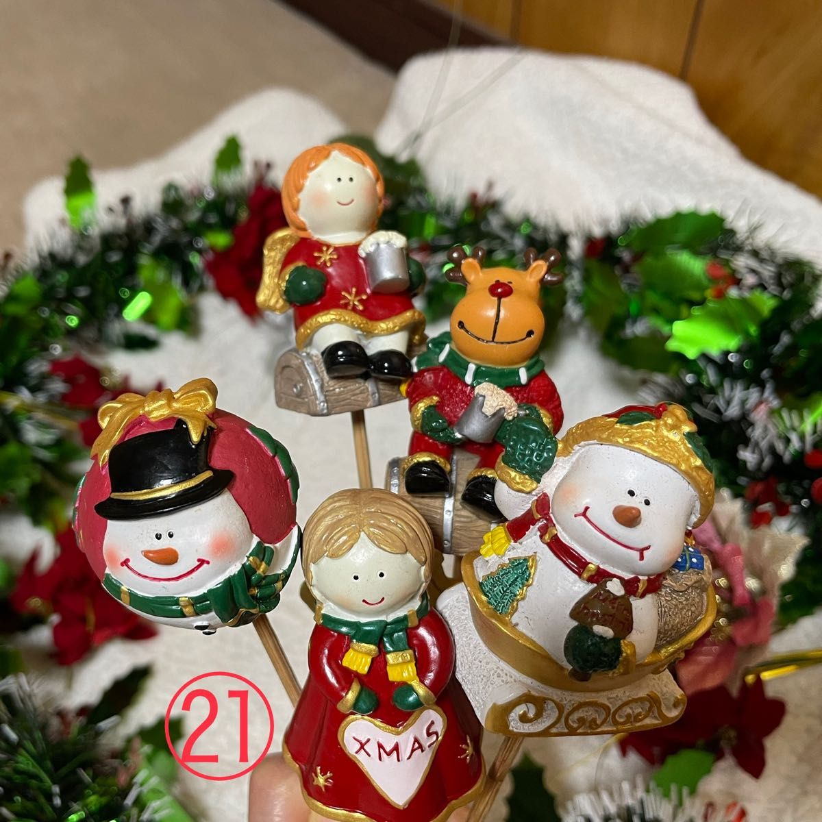 21 クリスマスピック ガーデンピック オブジェ 置き物 サンタ トナカイ 飾り ツリー  スノーマン オーナメント グッズ 雑貨