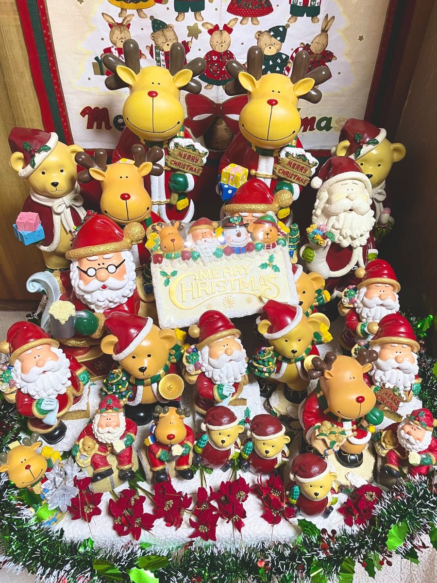 ②メリークリスマス オブジェ 置き物 サンタクローストナカイ 熊 飾り ツリー プレゼント スノーマン オーナメント グッズ 雑貨