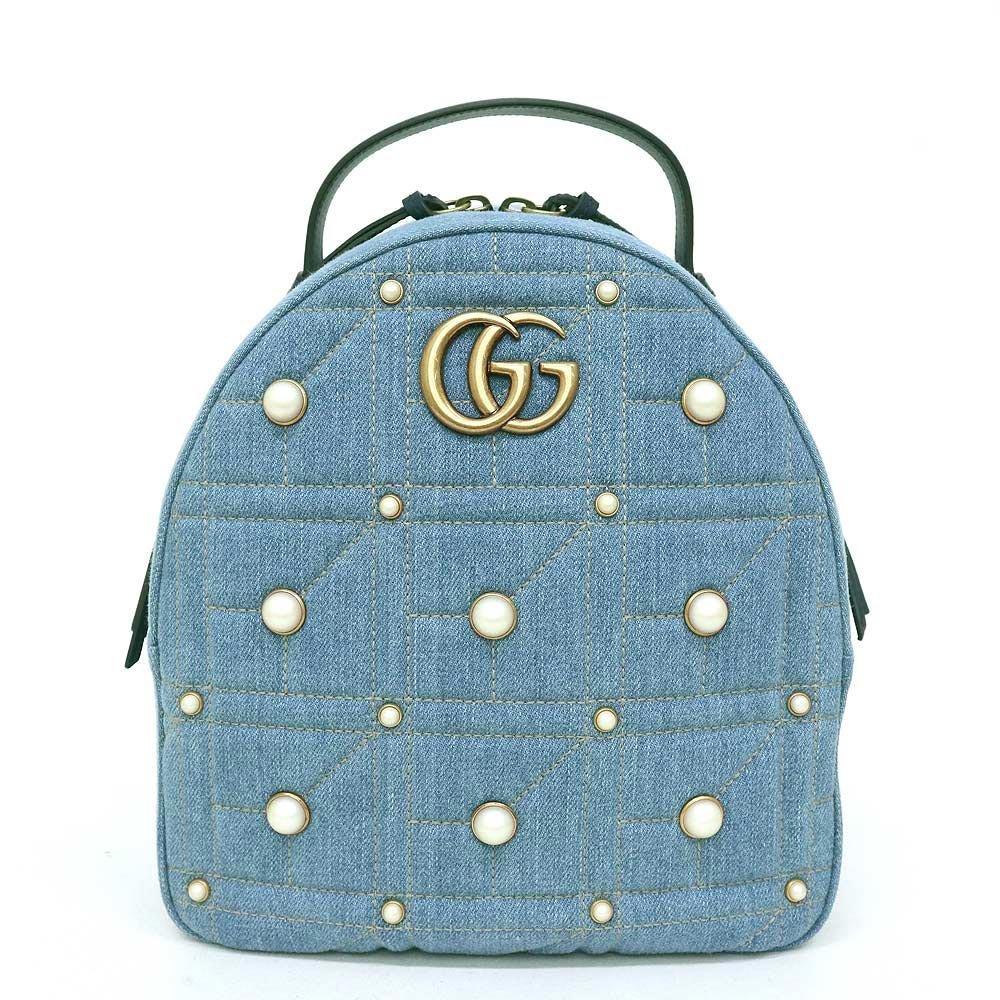 新品・未使用品)グッチ GGマーモント デニム リュックサック バック
