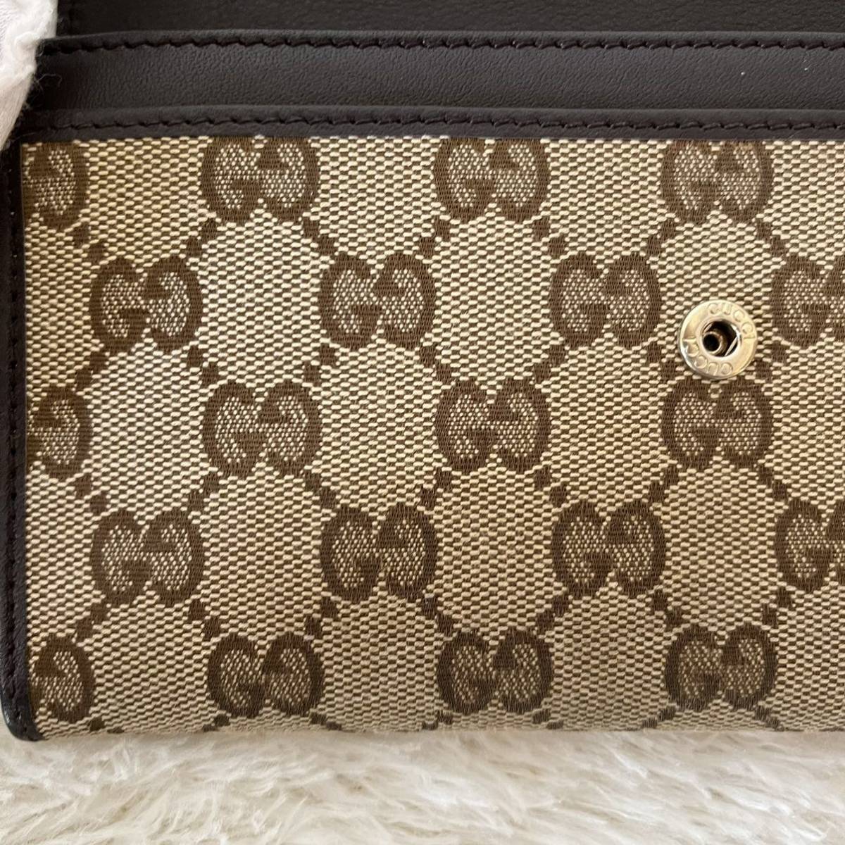 美品 GUCCI gucci グッチ GG シマ キャンバス レザー 財布 長財布