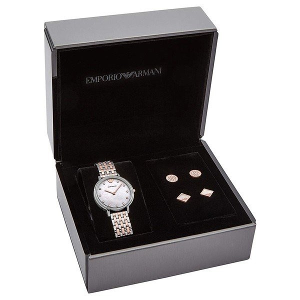 エンポリオアルマーニ レディース 腕時計×ピアス2点セット KAPPA カッパ シェル文字盤 ローズゴールド×シルバー ステンレス AR80019