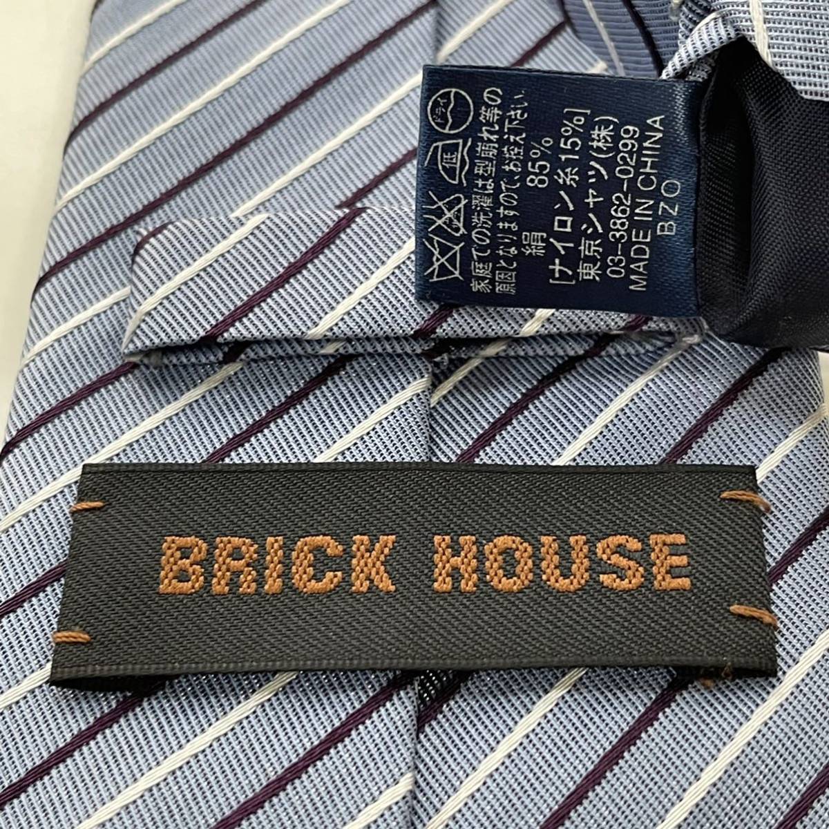 BRICK HOUSE by TOKYO SHIRT（ブリックハウス） スカイブルー白ストライプネクタイの画像5