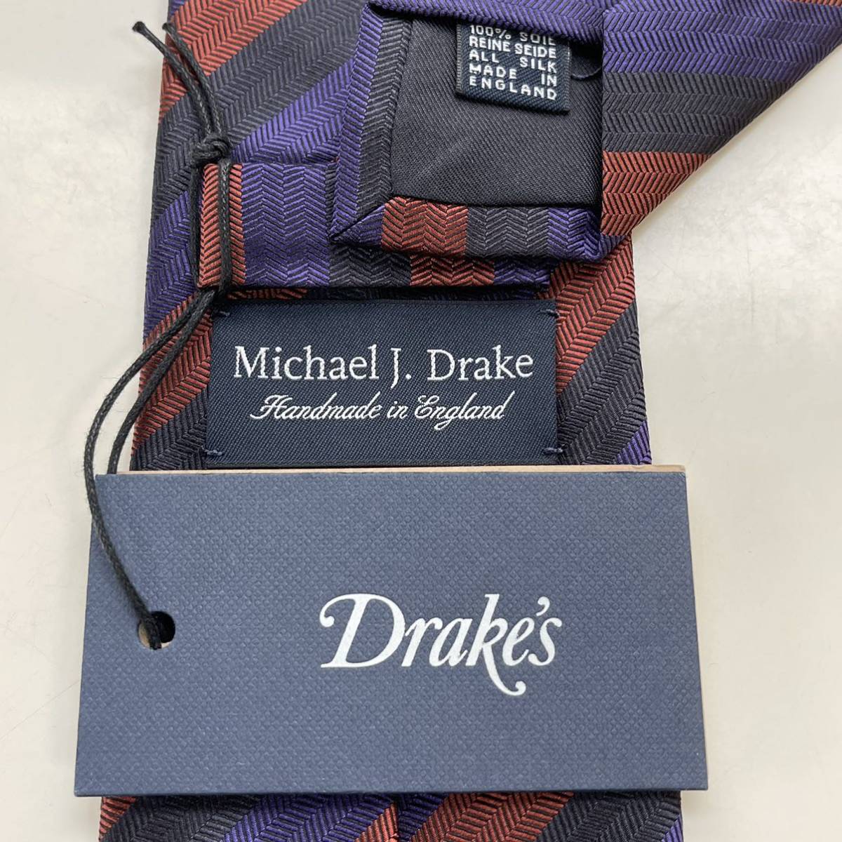 定番人気！ Drake's（ドレイクス） 黒紫茶ストライプネクタイ 新品 未