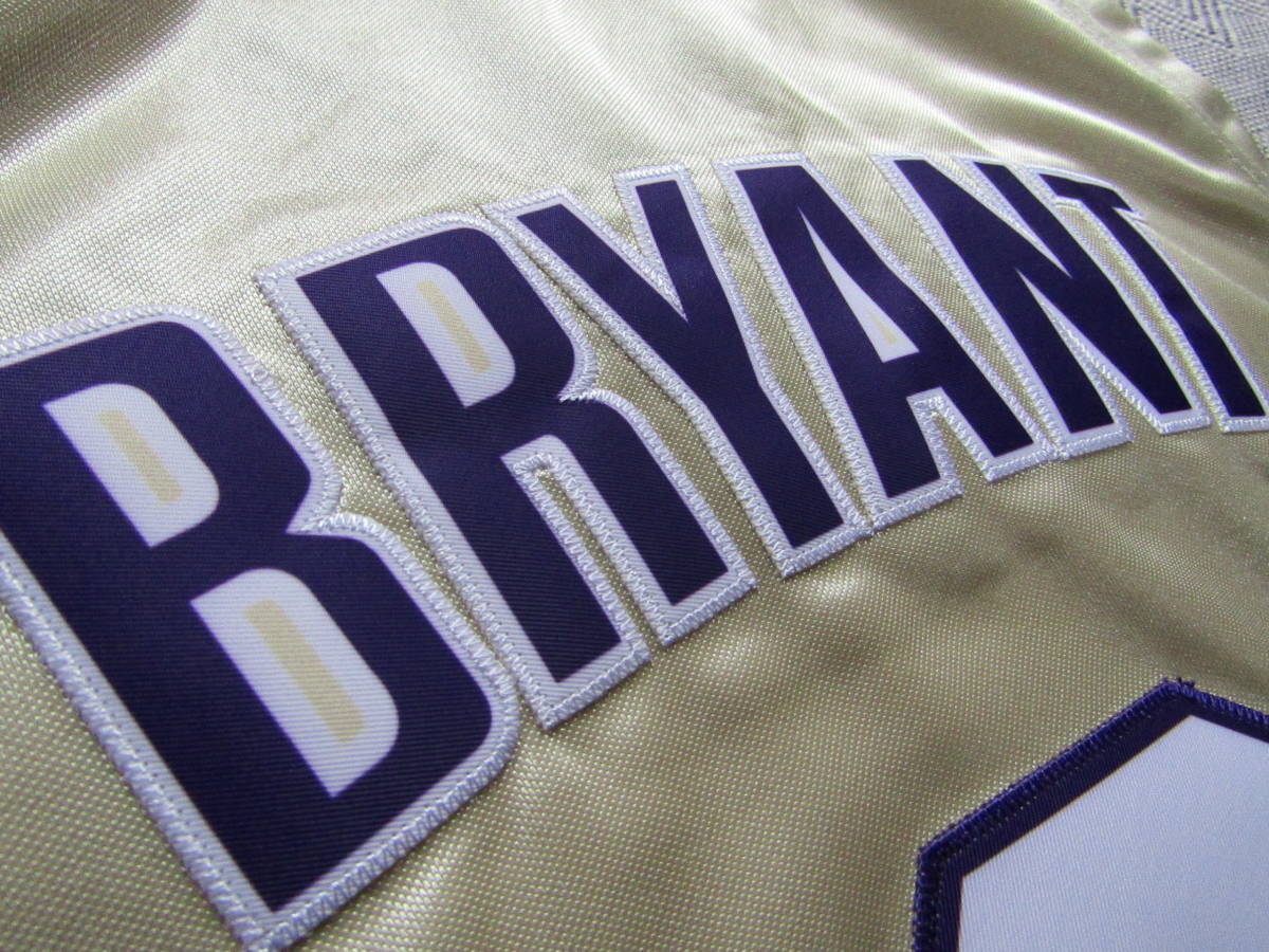 未使用品 NBA LAKERS BRYANT #8 コービー・ブライアント ロサンゼルス・レイカーズ ユニフォーム ゲームシャツ ジャージ 刺繍 L ゴールド_画像7
