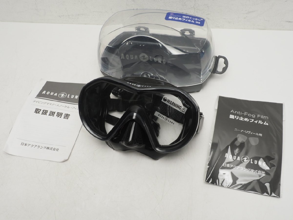 USED AQUALUNG アクアラング REVEAL X1 リヴィール ダイビングマスク ブラックシリコン マスクストラップカバー付 ダイビング用品[JJ50976]の画像5