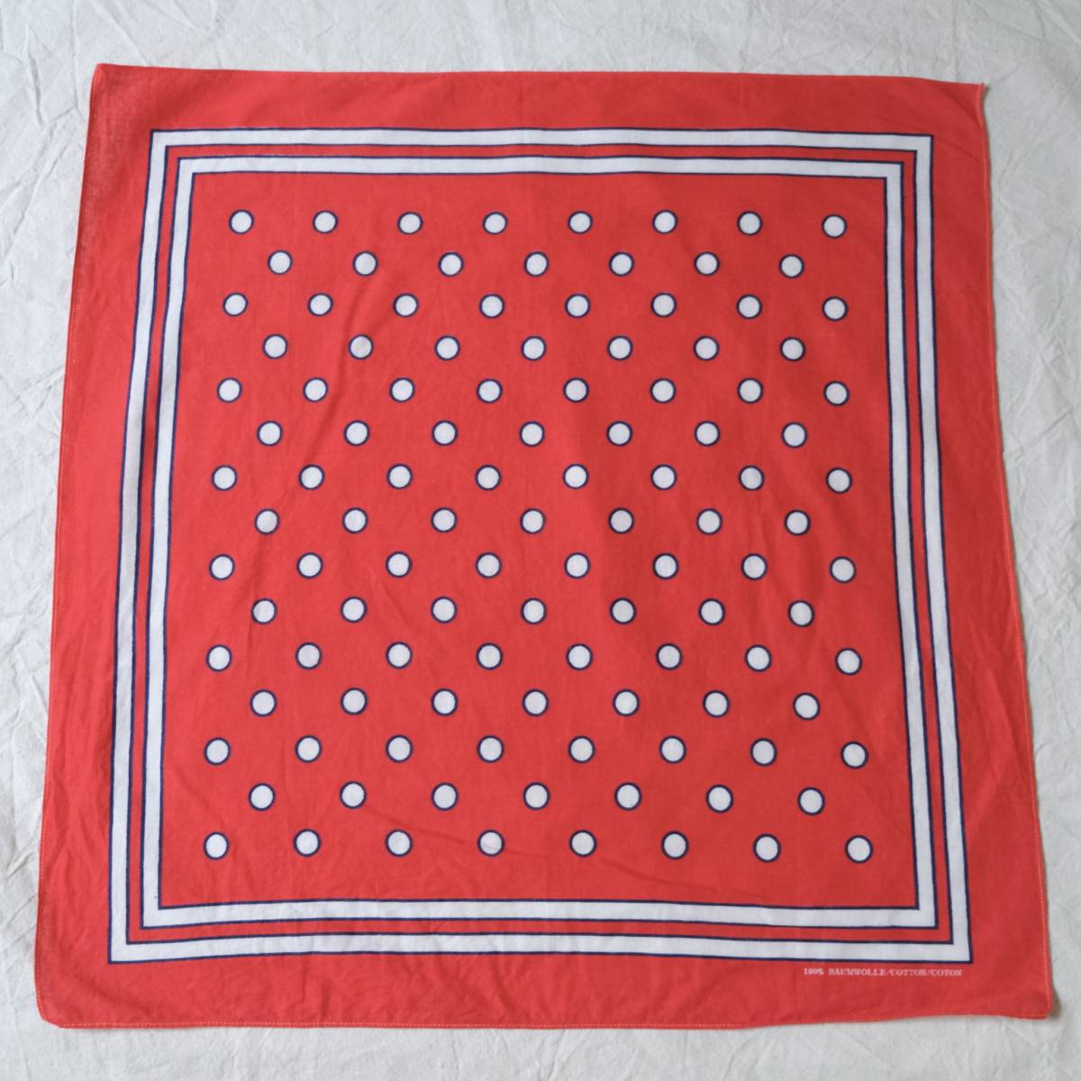  dead stock [ Europe Vintage ] cotton dodo pattern bandana / red white navy red white navy blue series / France Work 