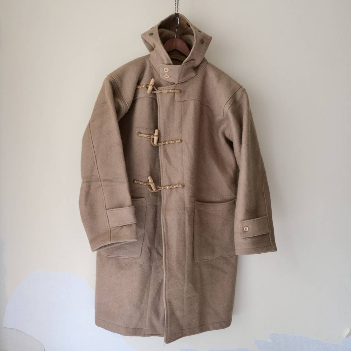 40s[ England army Vintage ] Royal navy wool duffle coat the first period / khaki beige group / size 2 / military UK britain army 