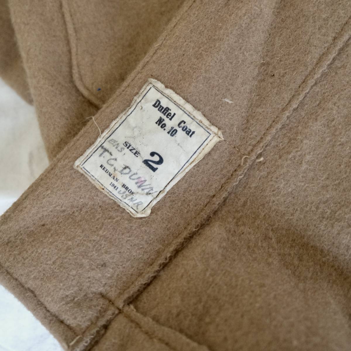 40s[ England army Vintage ] Royal navy wool duffle coat the first period / khaki beige group / size 2 / military UK britain army 