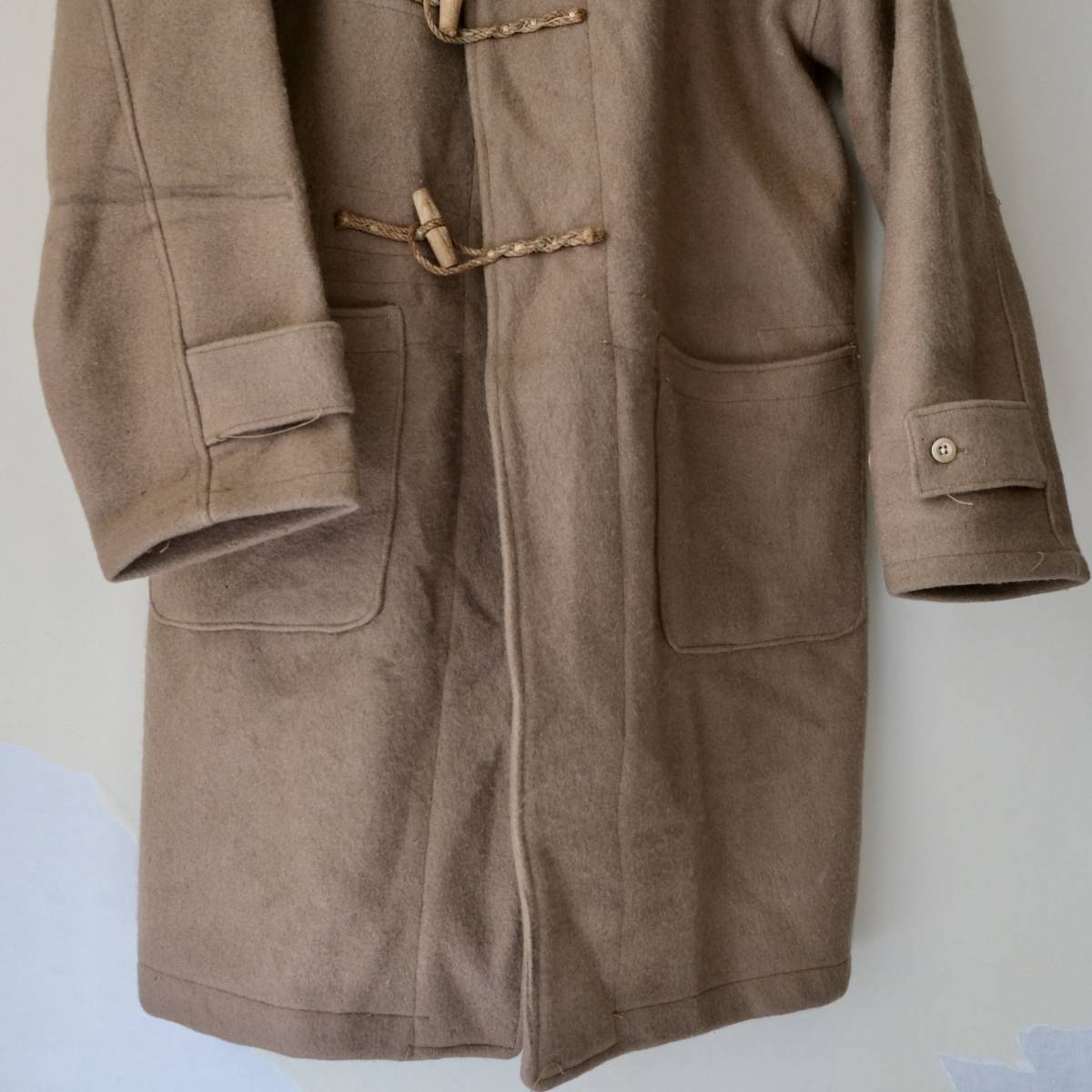 40s[ England army Vintage ] Royal navy wool duffle coat the first period / khaki beige group / size 2 / military UK britain army 