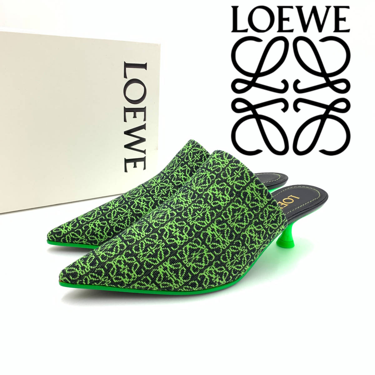 LOEWE ロエベ アナグラム 刺繍 ミュール サンダル ジャパン表記あり