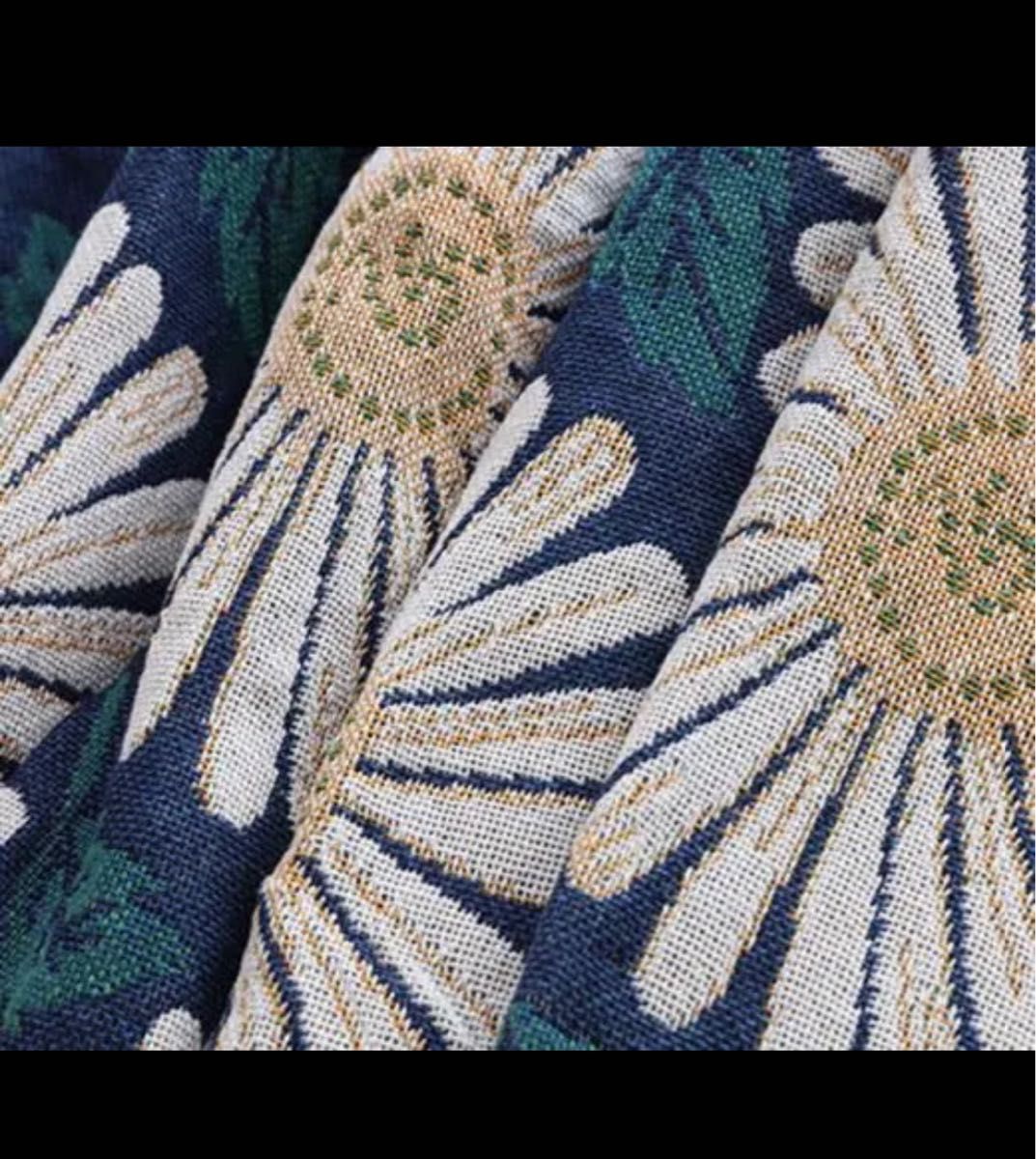 マーガレット　花柄　ラグ　マルチカバー　ソファーカバー  ベッドカバー　北欧　絨毯　カーペット　ベッドカバー　ベットカバー