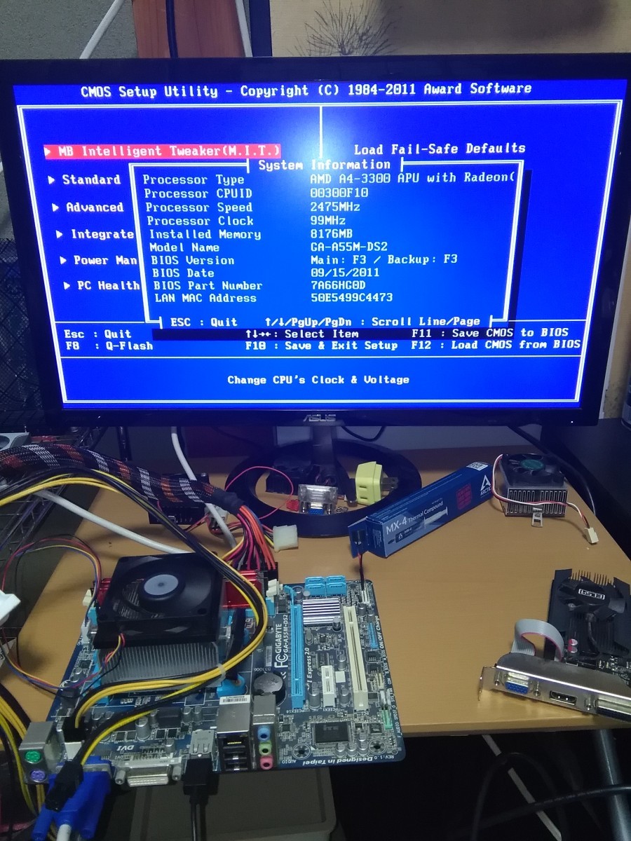 GIGABYTE motherboard GA-A55M-DS2 BIOS till operation verification ending Socket FM1