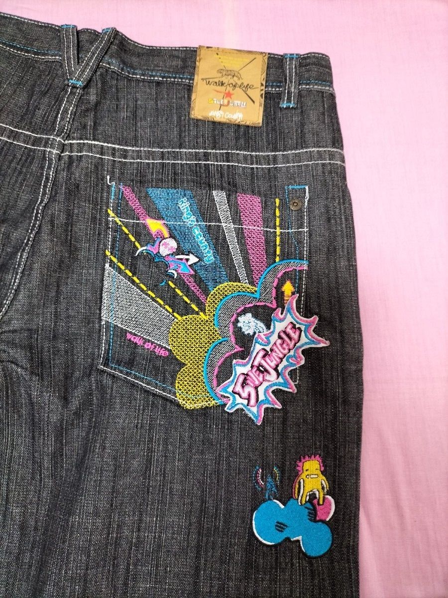 新品 5ive Jungle 刺繍いっぱいデニムパンツ USA ストリート 36