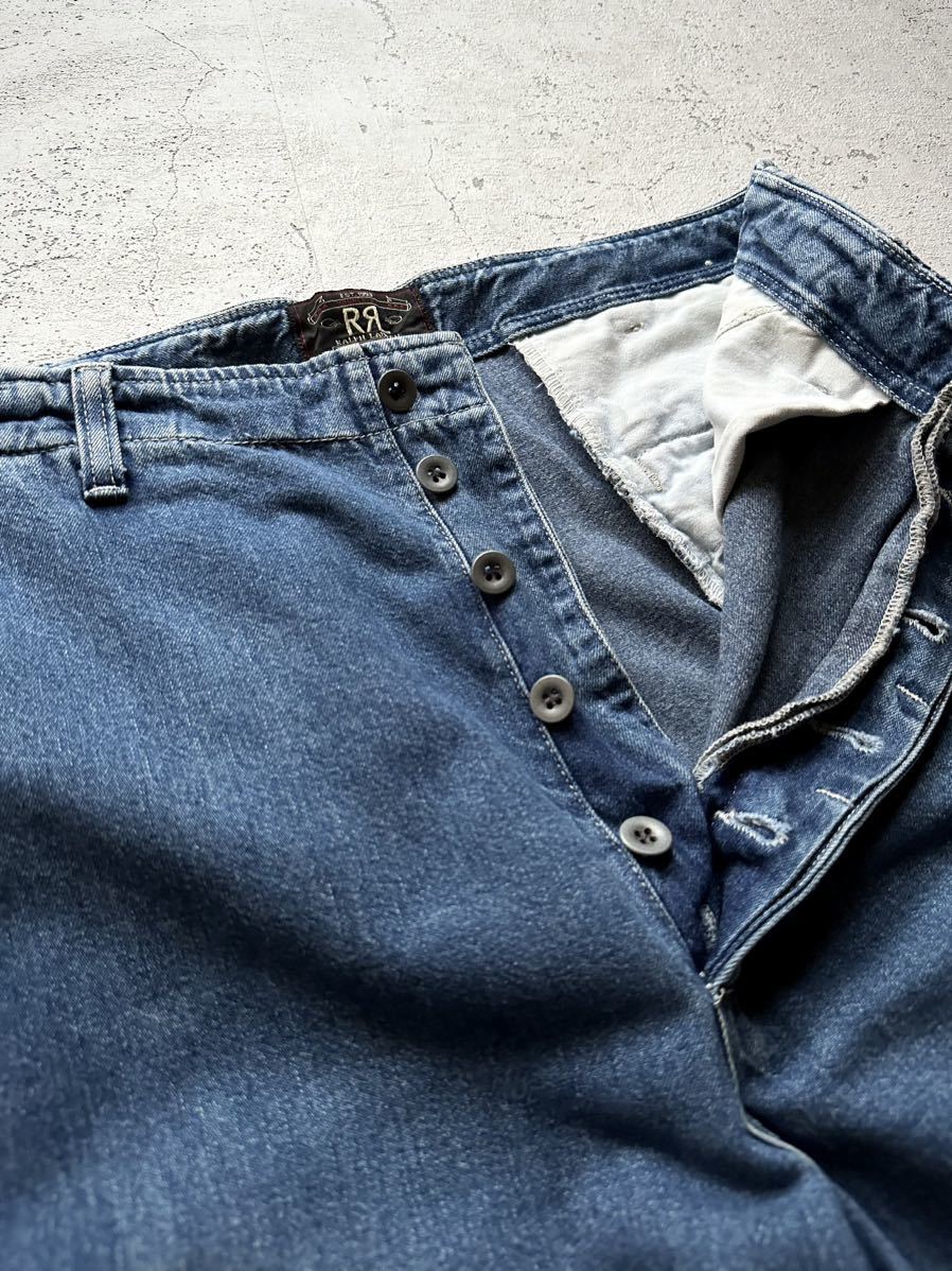 90s USA производства первый период RRL / INDIGO DENIM CARGO OLD VINTAGE America производства RR L индиго Denim брюки-карго Old Vintage 