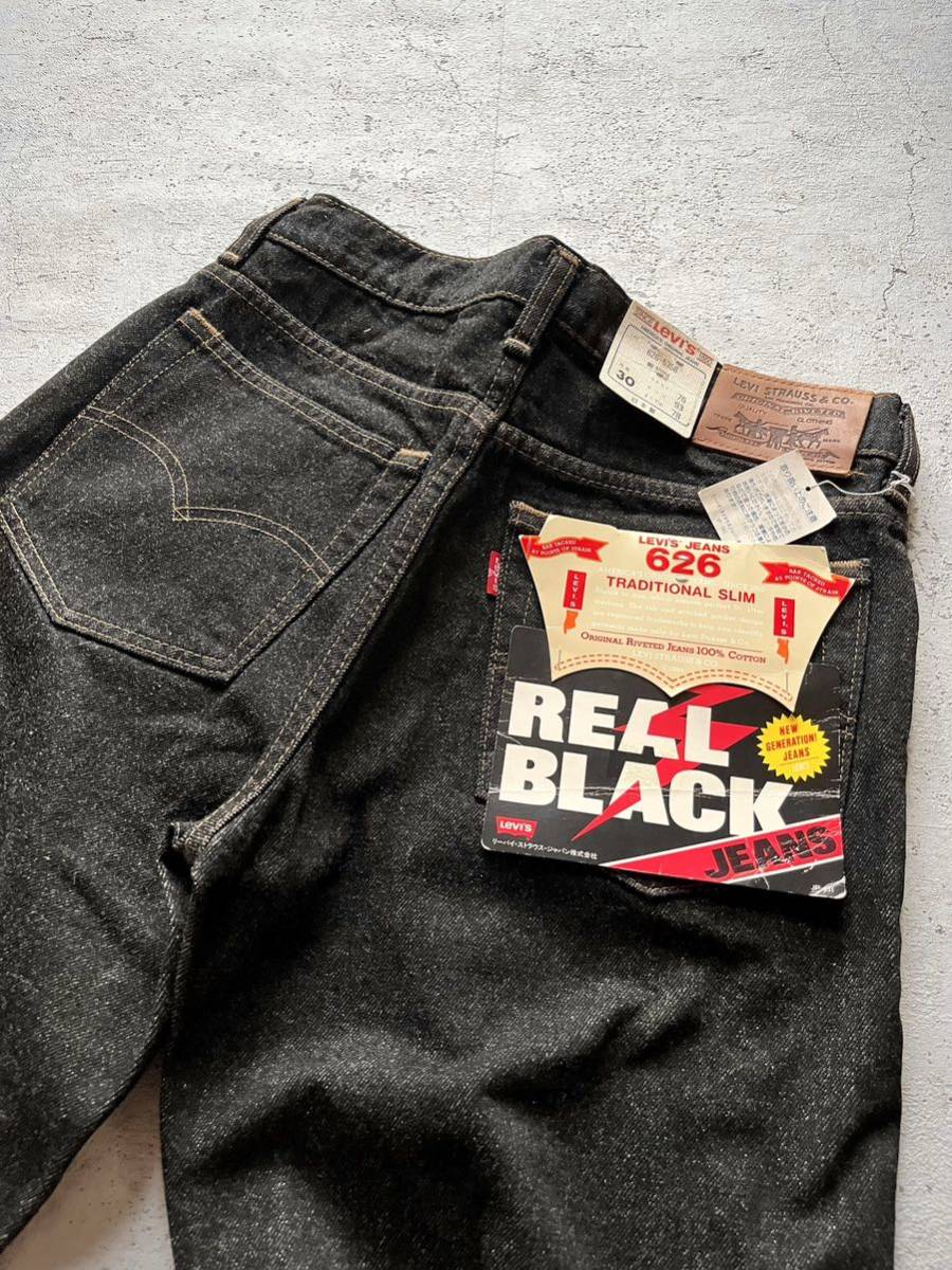 ☆ DEAD STOCK 90s〜 LEVI’S 626 SLIM BLACK JEANS OLD VINTAGE デッドストック リーバイス 先染め ブラックジーンズ オールド ビンテージ_画像4