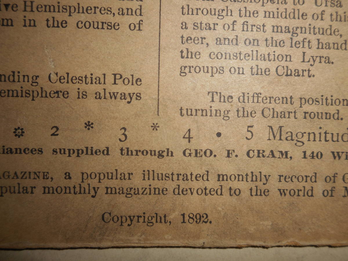 アンティーク、1892年『ゴールドスワイト星座早見盤』天球図 アンティーク、1892年『ゴールドスワイト星座早見盤』天球図