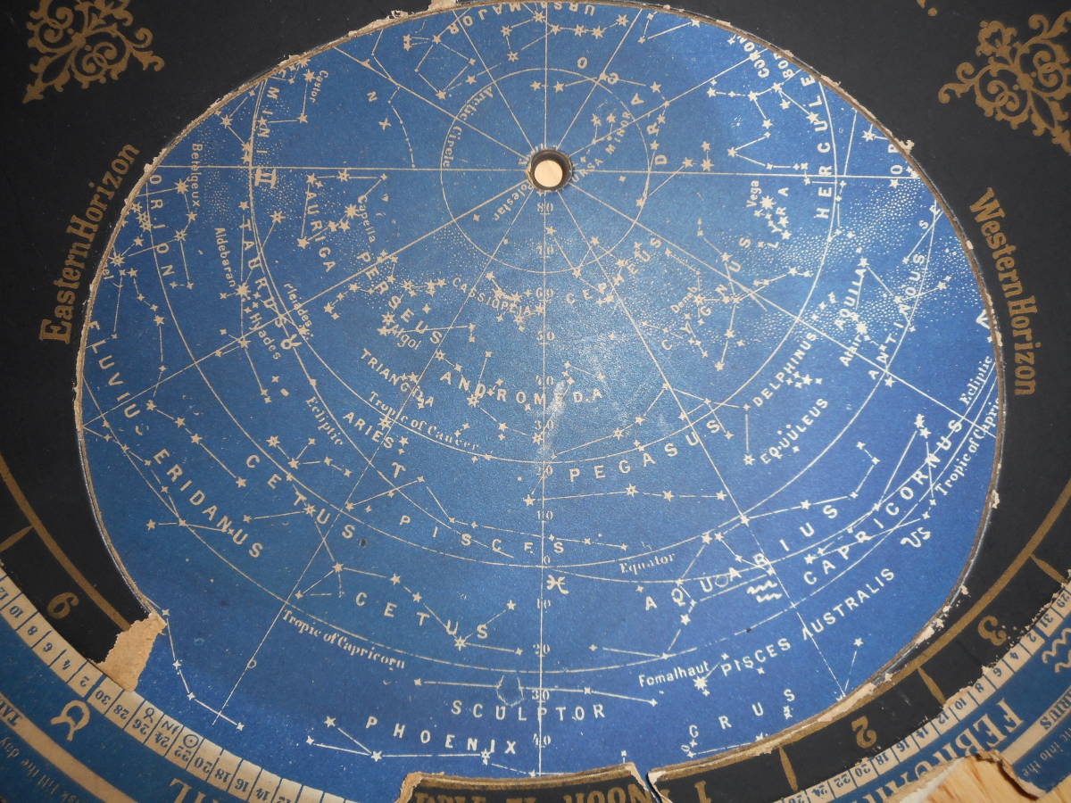 アンティーク、1892年『ゴールドスワイト星座早見盤』天球図 アンティーク、1892年『ゴールドスワイト星座早見盤』天球図