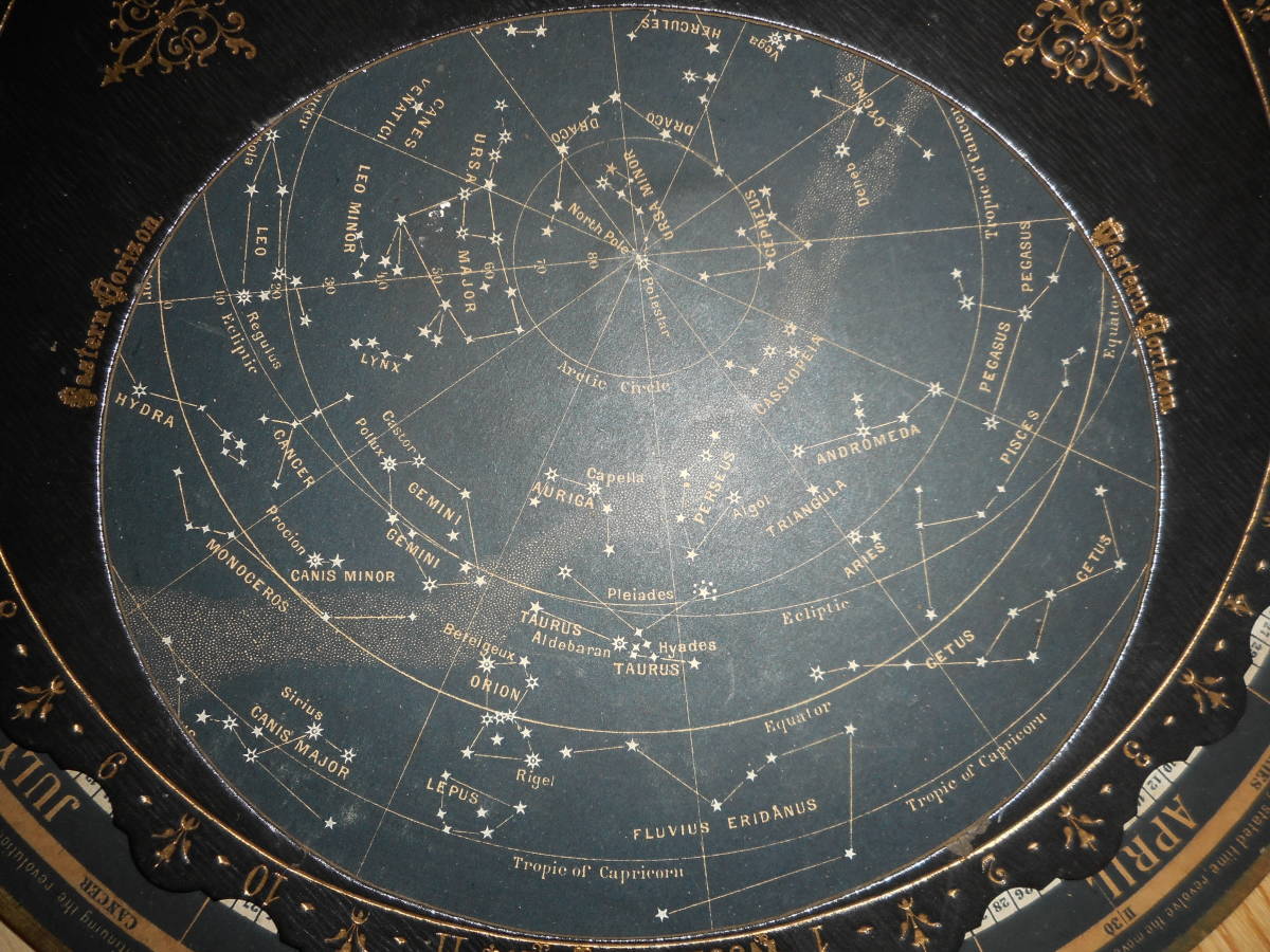 即決アンティーク1890年頃『フィリップス星座早見盤』天球図 即決アンティーク1890年頃『フィリップス星座早見盤』天球図