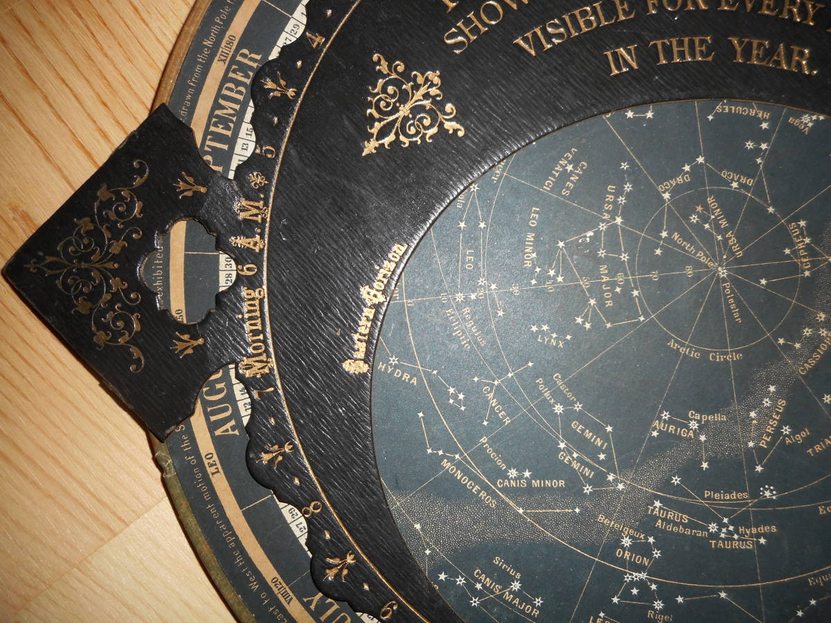 即決アンティーク1890年頃『フィリップス星座早見盤』天球図 即決アンティーク1890年頃『フィリップス星座早見盤』天球図