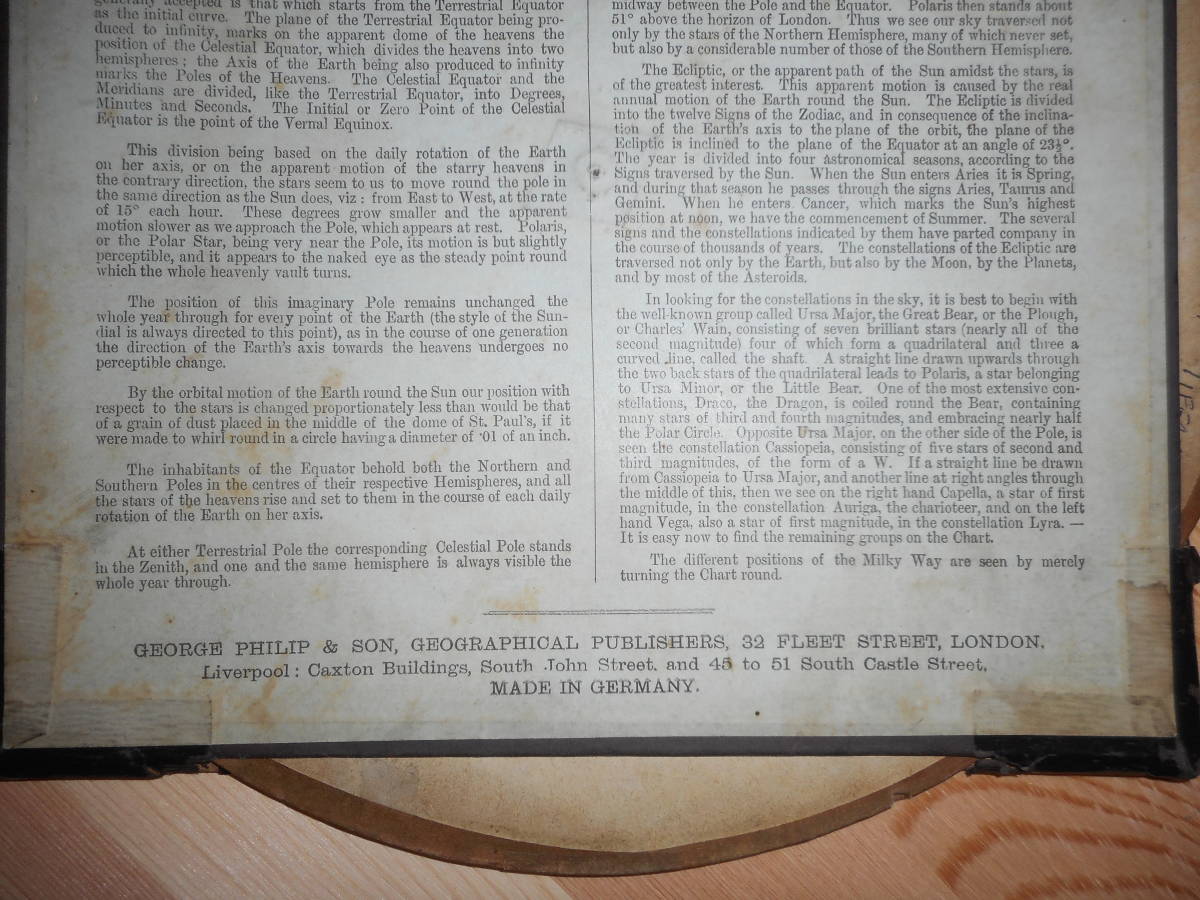 即決アンティーク1890年頃『フィリップス星座早見盤』天球図 即決アンティーク1890年頃『フィリップス星座早見盤』天球図