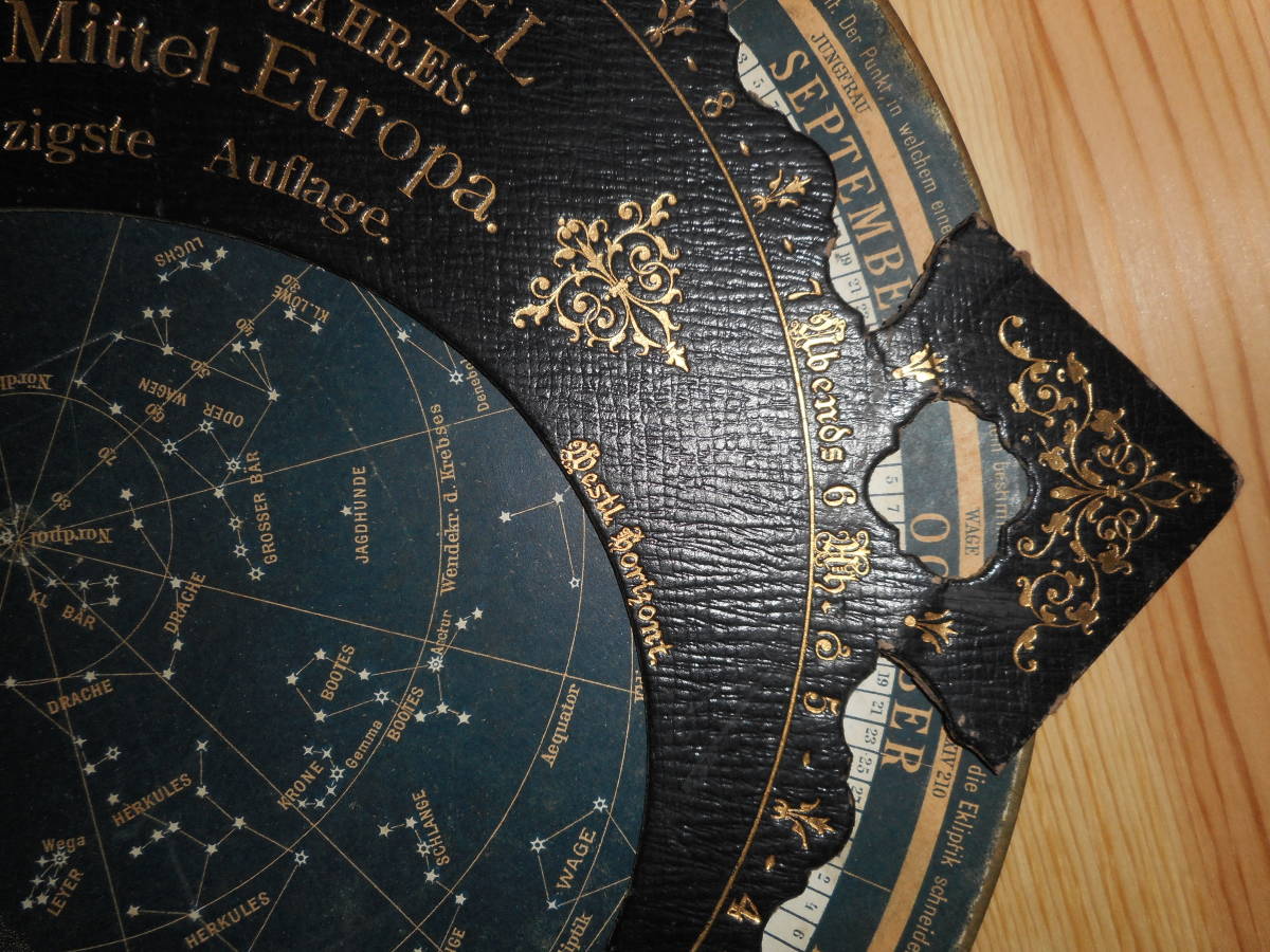 アンティーク1900年頃『ドイツ製星座早見盤』天球図、天文暦学書、星図、宇宙、Astronomy, Star map, Planisphere, Celestial atlas_画像4