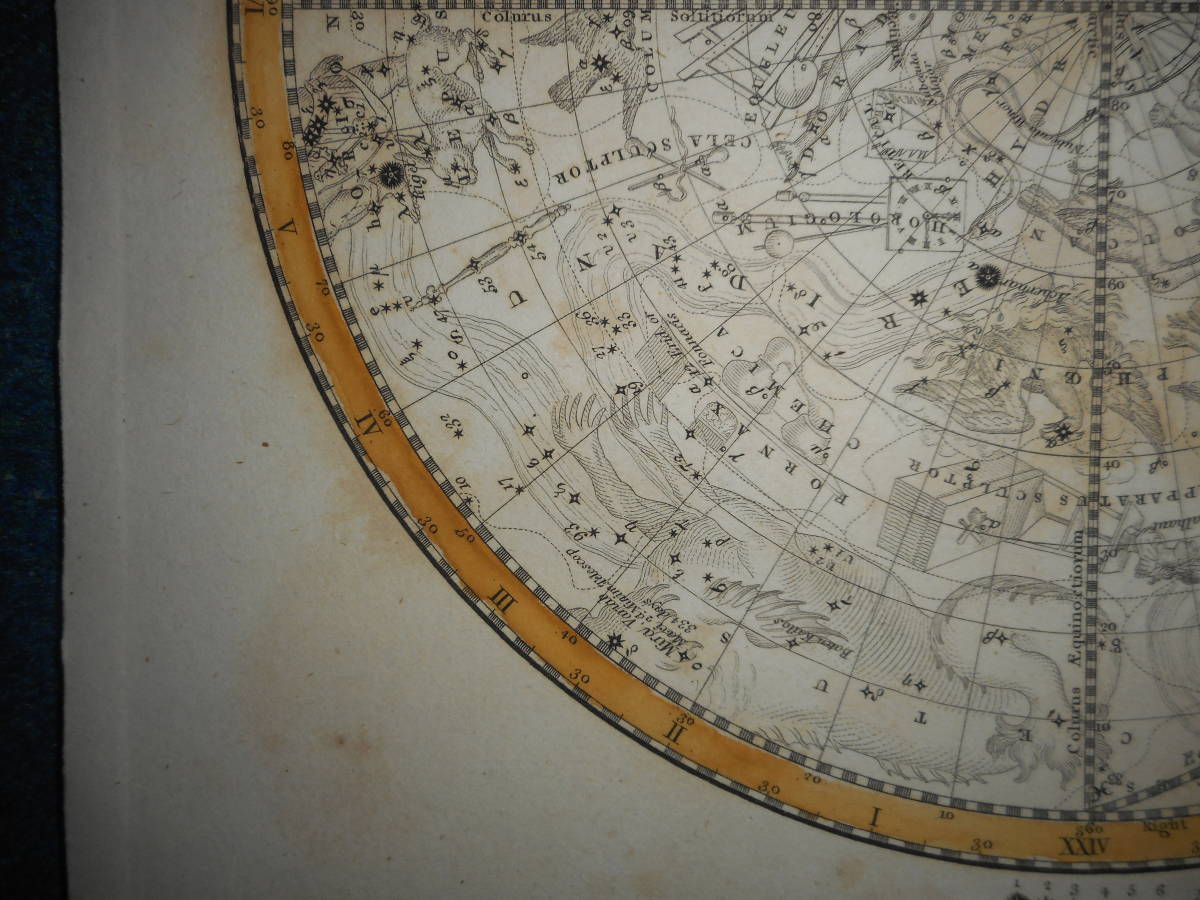 アンティーク1810年『リーズ南天星図』星座早見盤 、天球図、天文暦学書、星図、宇宙、Astronomy, Star map, Planisphere, Celestial atlas