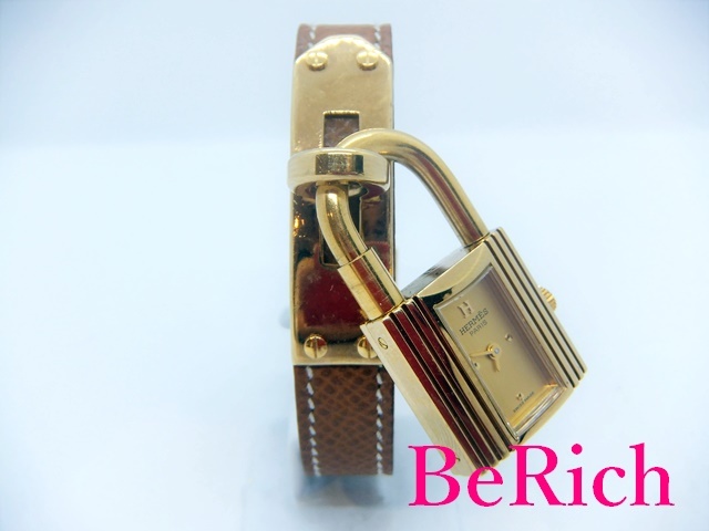 Hermes Kelly Ladies Watch Gold Dial GP кожаное дыхание аналоговые Quartz QZ Watch [Используется] [Бесплатная доставка] BT2314