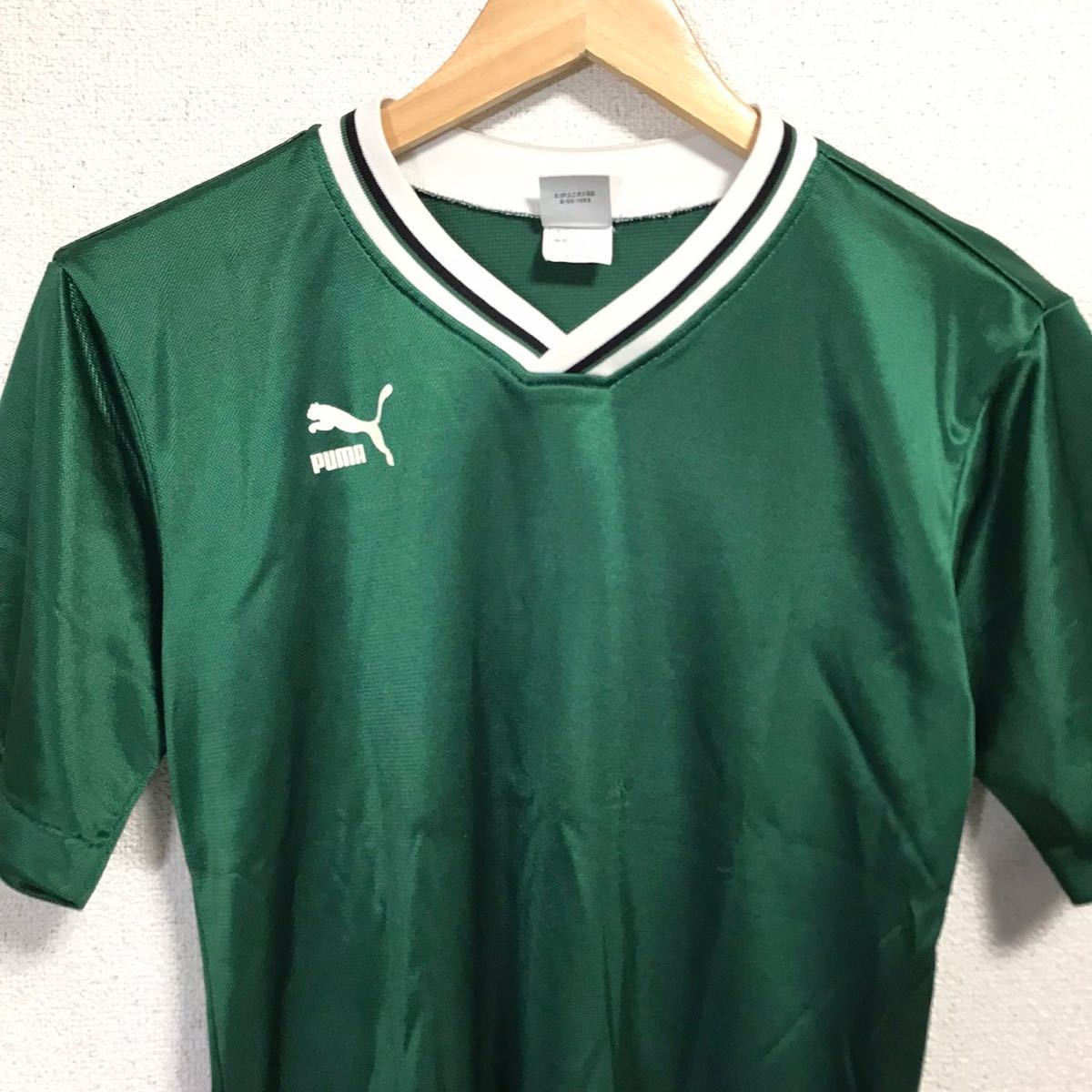H1039dh made in Japan [PUMA Puma ] size 150 short sleeves uniform T-shirt Kids green sport wear soccer mesh Logo 