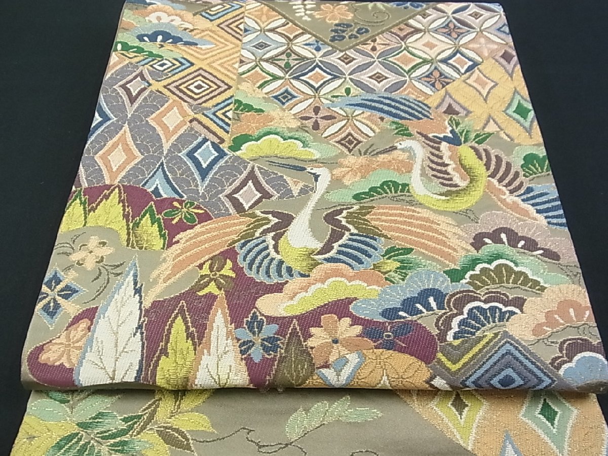 平和屋着物 極上 西陣 白綾苑大庭 六通柄袋帯 吉祥比較花文 金糸 逸品 km1416