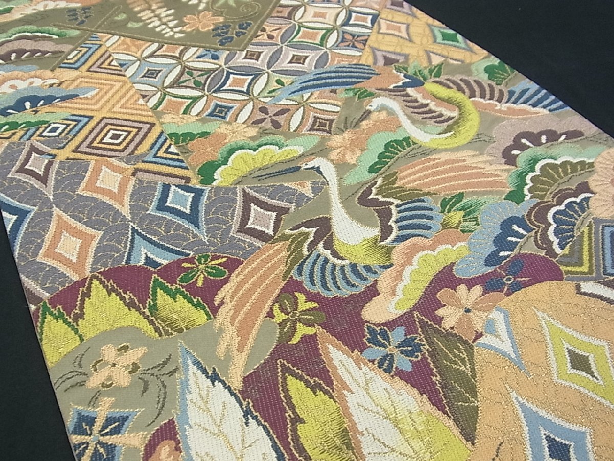 平和屋着物 極上 西陣 白綾苑大庭 六通柄袋帯 吉祥比較花文 金糸 逸品 km1416