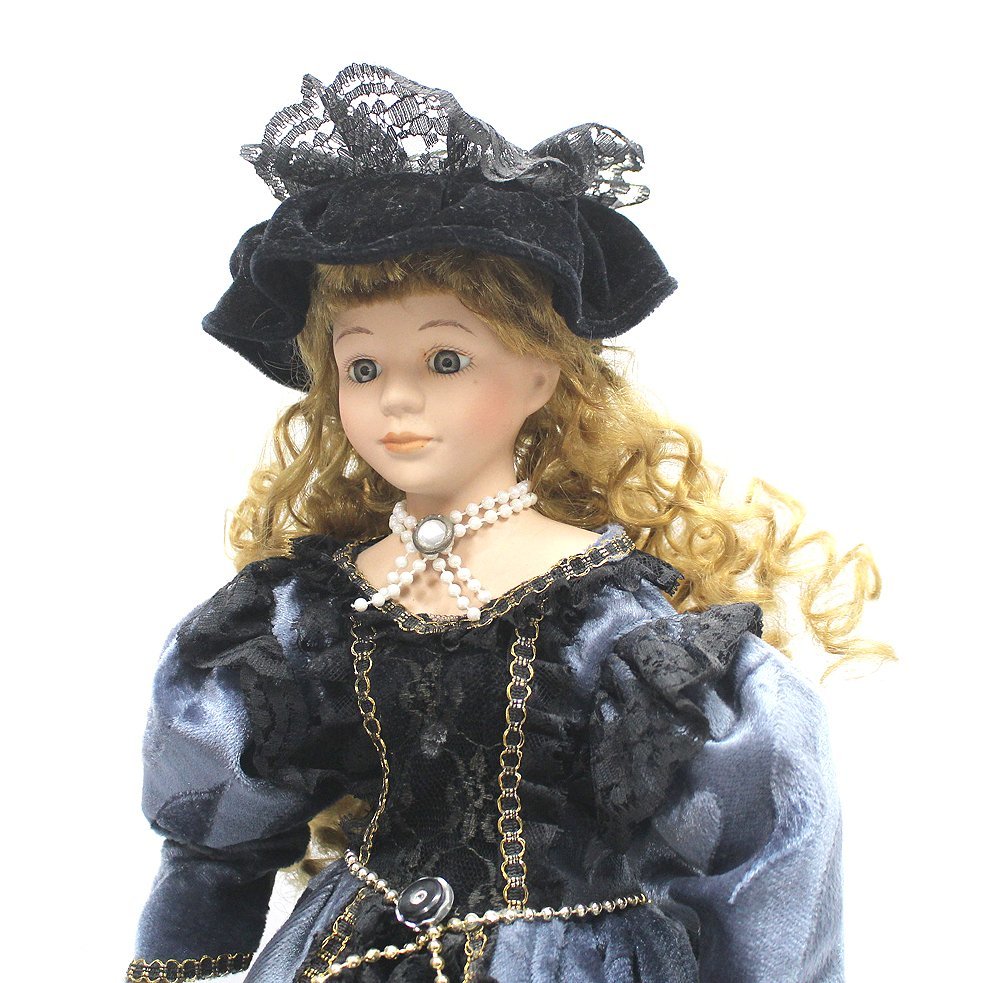アンティーク ビスクドール 西洋人形 アンティークドール ドレス スタンド付き コレクション 現状品