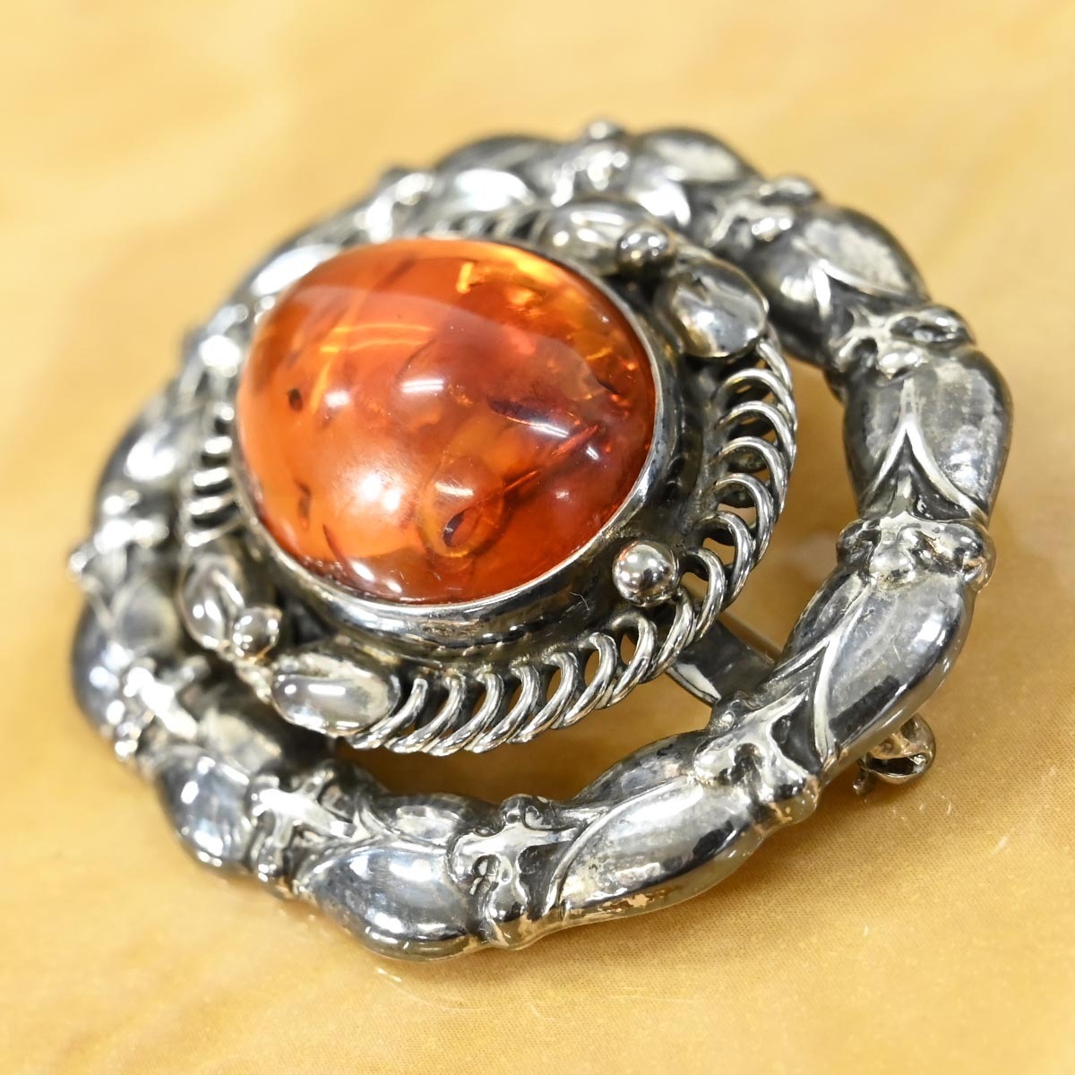 有名な 本物 超美品 ジョージジェンセン 極希少 109 琥珀とシルバーの