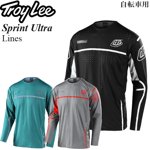 【在庫調整期間限定特価】 Troy Lee ジャージ 長袖 自転車用 Sprint Ultra Lines ブラックホワイト/XL_画像1