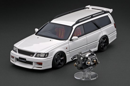 IG 2889 1/18 Nissan STAGEA 260RS (WGNC34) White With Engine WEB限定 イグニッションモデル ステージア NISMO LM GT4 RB26DETT エンジン_メーカー見本画像です